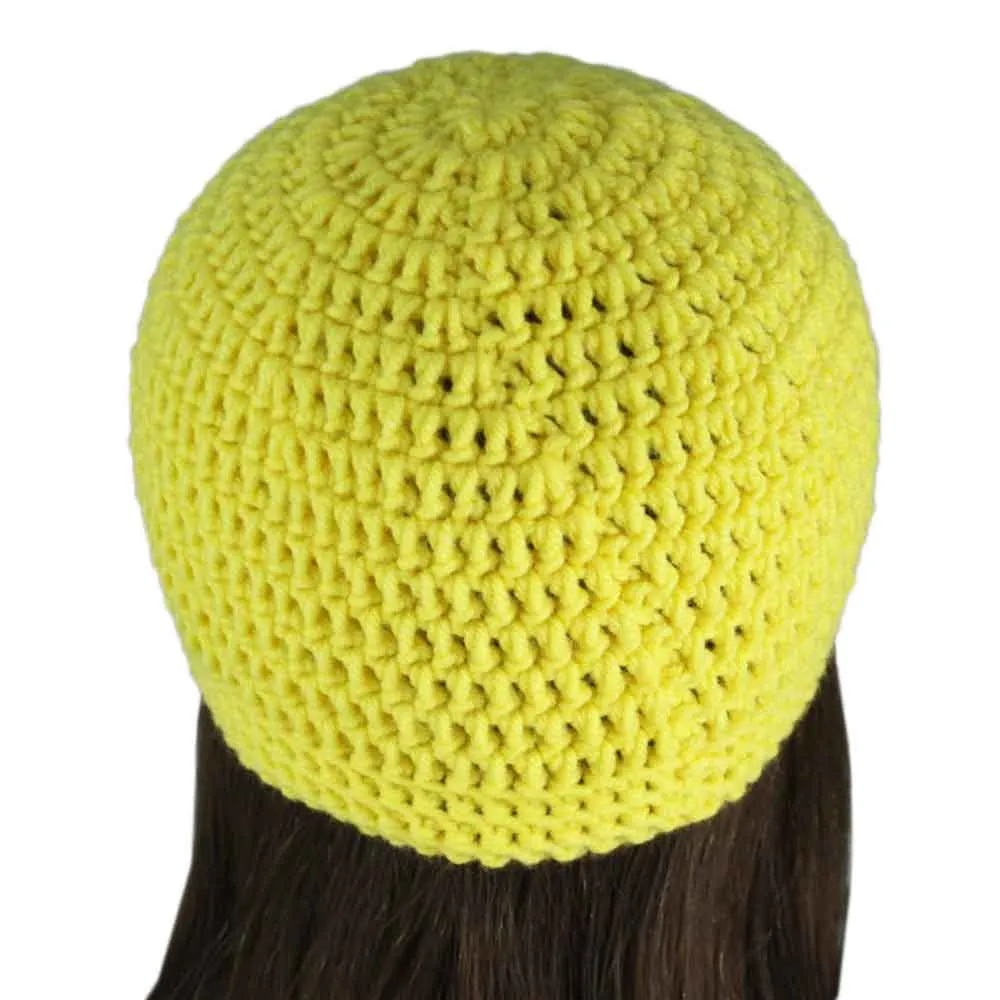 Lemon Yellow Crochet Beanie Hat Small/Medium - JMCH17SM