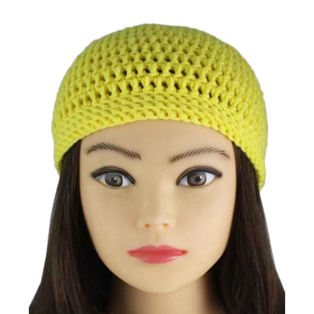 Lemon Yellow Crochet Beanie Hat Small/Medium - JMCH17SM